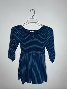 Abercrombie Kids Girls Dress 13/14 Blue Striped Smocked Spring Graduation